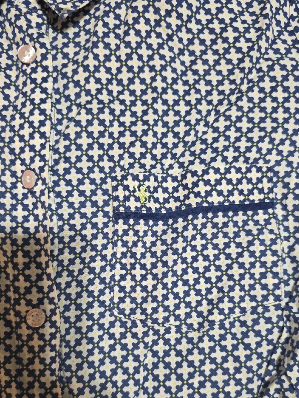 Victoria's Secret Navy and White Geometric Button-Front Pajama Shirt - Picture 3 of 8